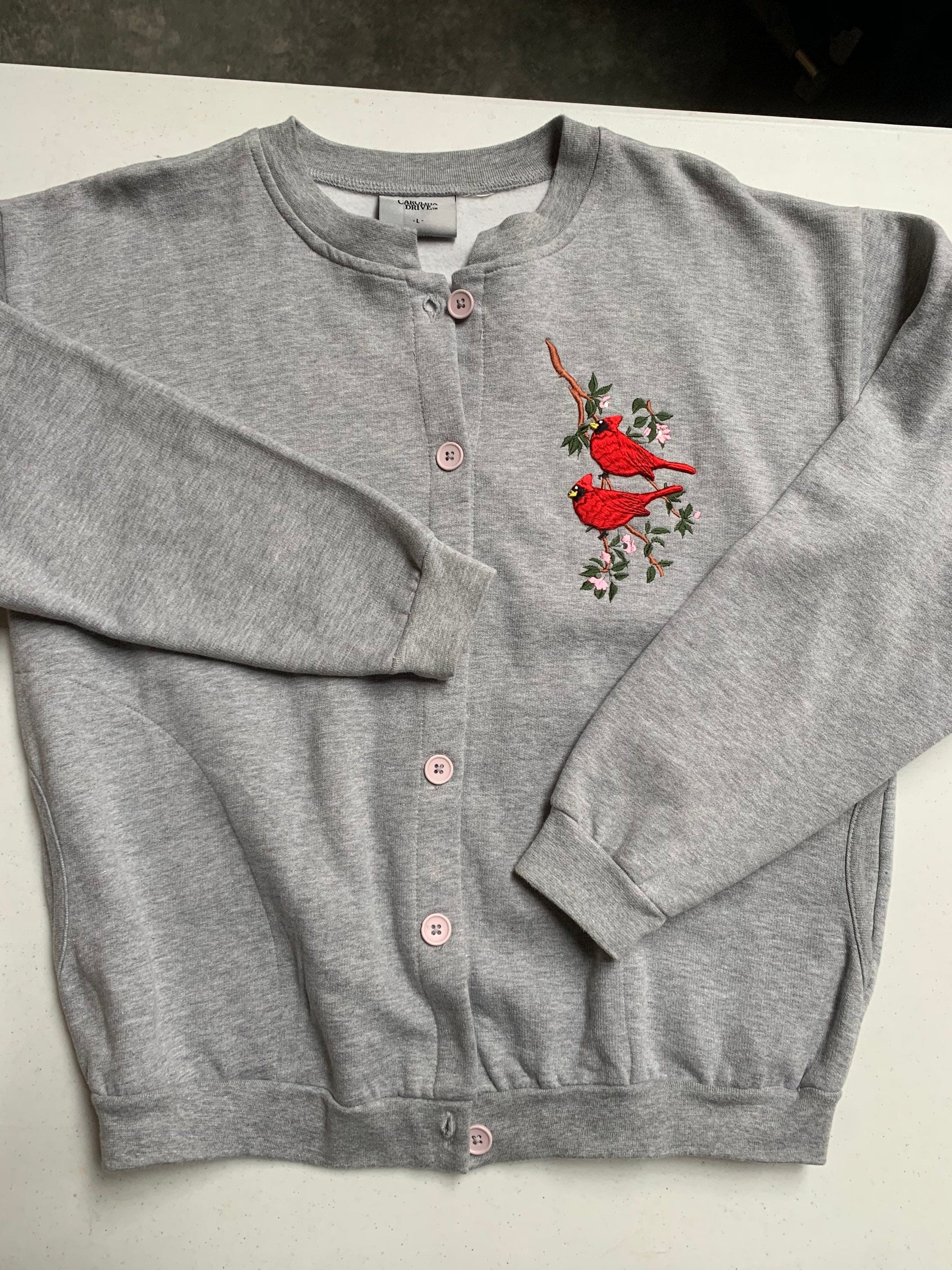 Vintage Ladies Cardinals Cardigan Sweater Sweatshirt Size Large Quality Embroidered Graphic EUC Excellent Condition
