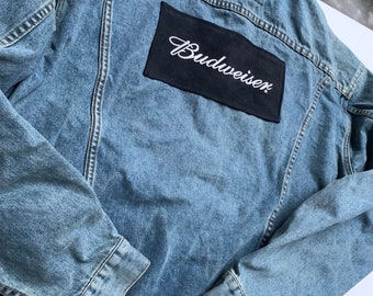 Vintage Budweiser Beer Blue Jean Denim Jacket XXL Quality