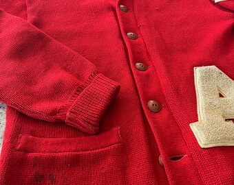 Vintage 1940s 1950s High School Letter Sweater Cardigan A