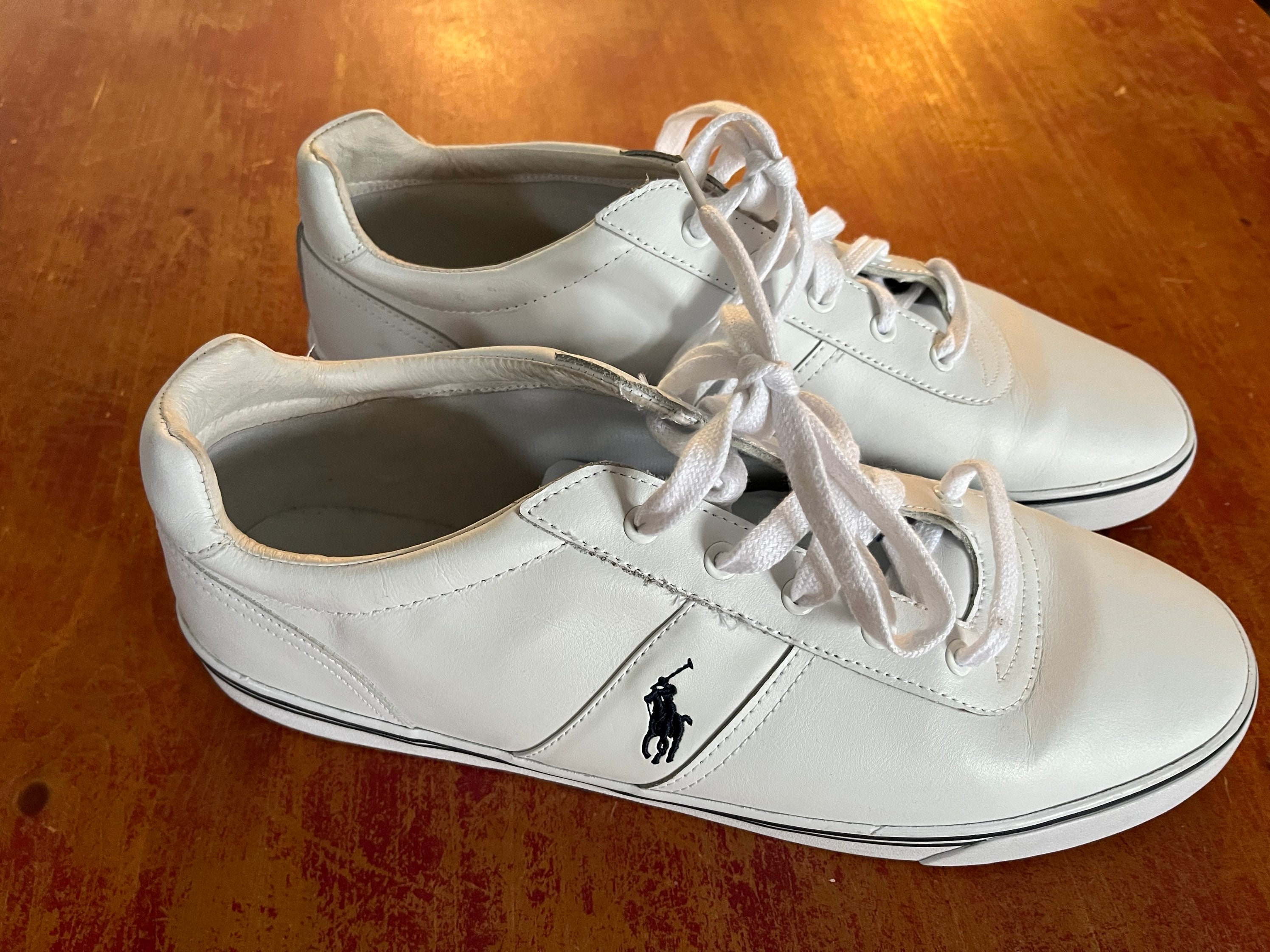 Polo Ralph Lauren Mens Hanford White Leather Shoes Etsy