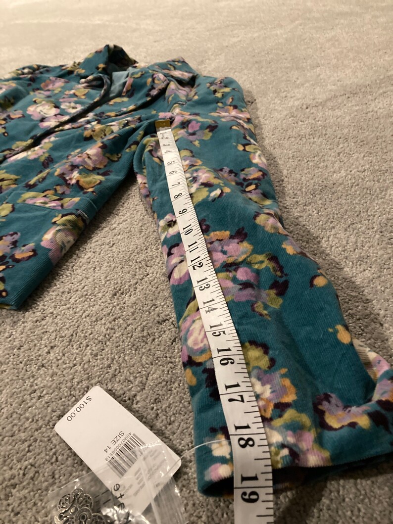 NWT vintage teal and floral blazer by Kate Hill women\u2019s size 14 retail 100 dollars