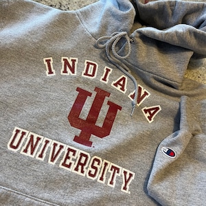 Vintage Champion Brand Indiana University Southeast Hoodie Sweatshirt Size Small Classic Gray