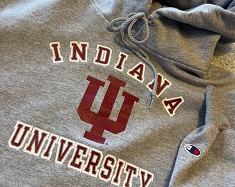 Vintage Champion Brand Indiana University Southeast Hoodie Sweatshirt Size Small Classic Gray