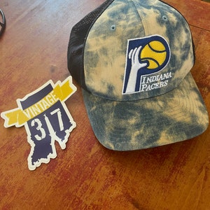 Indiana Pacers Mitchell And Ness Acid Wash Denim NBA Snapback Hat Cap