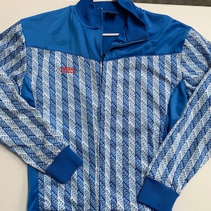 Vintage Umbro Italia Track Jacket Allover Print Logo Aqua Teal Blue Color Size Medium