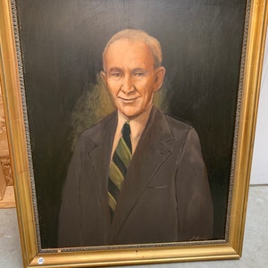 John T McCutcheon, óleo sobre tabla, retrato, exalumno de Purdue, fundador de Sigma Chi, ganador del premio Pulitzer