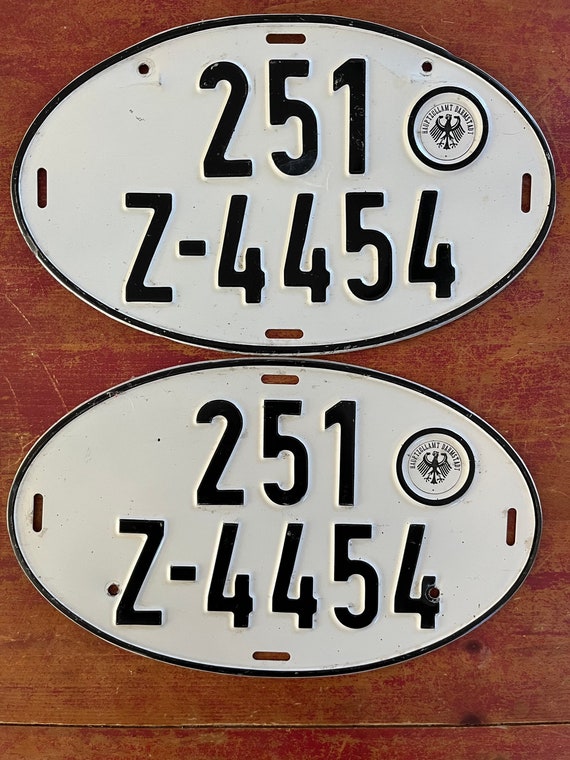 Vintage Pair German Oval License Plates 251 Z-4454 - Etsy