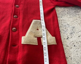 Vintage 1940s 1950s High School Letter Sweater Cardigan A Red 