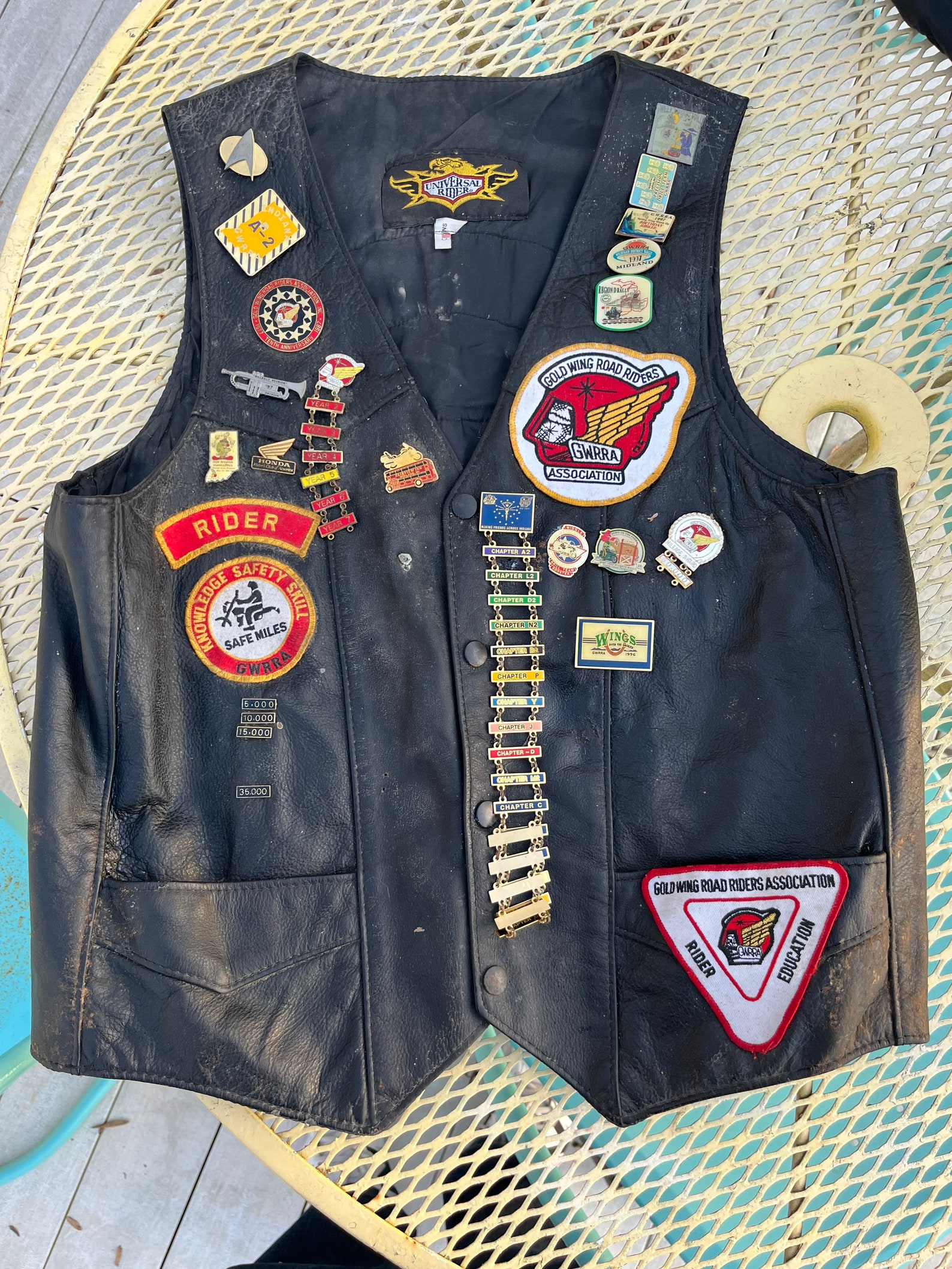 Vintage Black Leather Motorcycle Riding Vest Hoosier Wing Riders ...