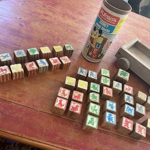 Blocs de bois en relief Disney et animaux vintage des années 60, Mickey Minnie Mouse, plus de 40 wagons