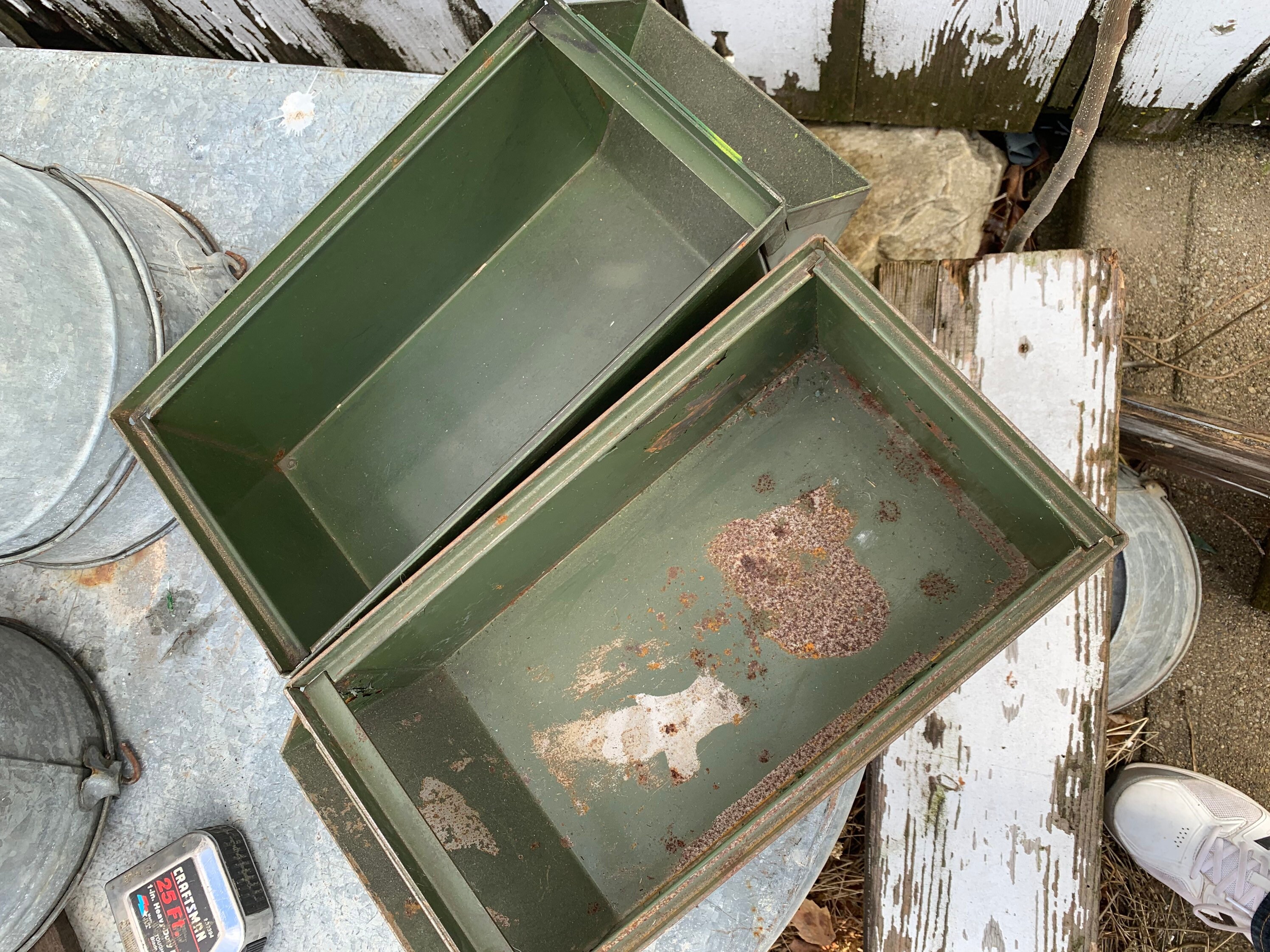 Lot Of 2 Vintage Green Industrial Metal Storage Bins StackBin Etsy