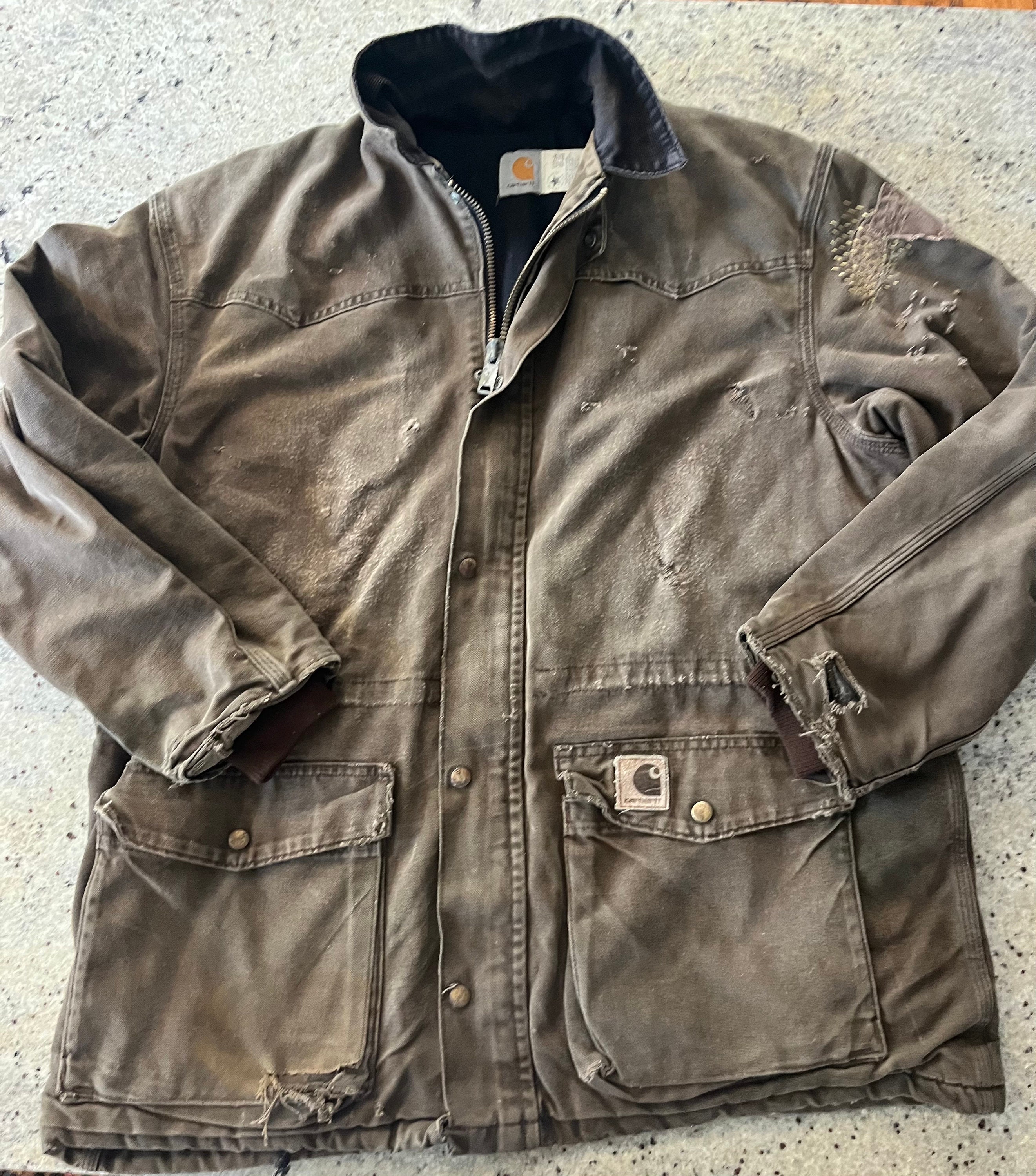 Vintage Carhartt Jacket Coat Distressed Size Large Made in USA Vintage Carhartt Jacket Coat Distressed Size Large Made in USA