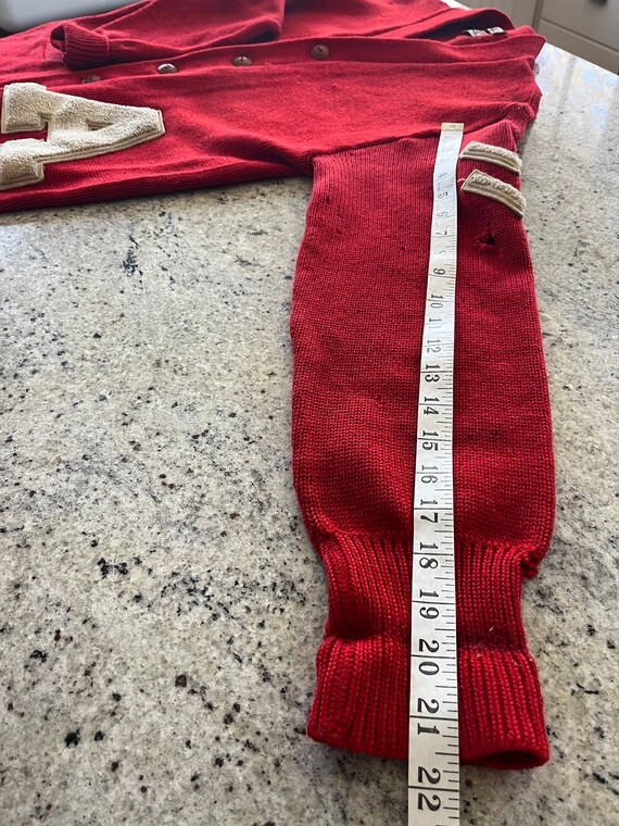 Vintage 1940s 1950s High School Letter Sweater Cardigan A Red