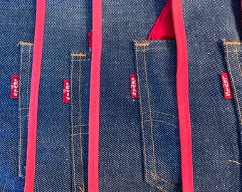 小物 70s LEVI'S PLACE MAT 4PC SET 501BIG E Vintage LEVIS Blue Jeans Big E 501 Placemats Red Bandanas