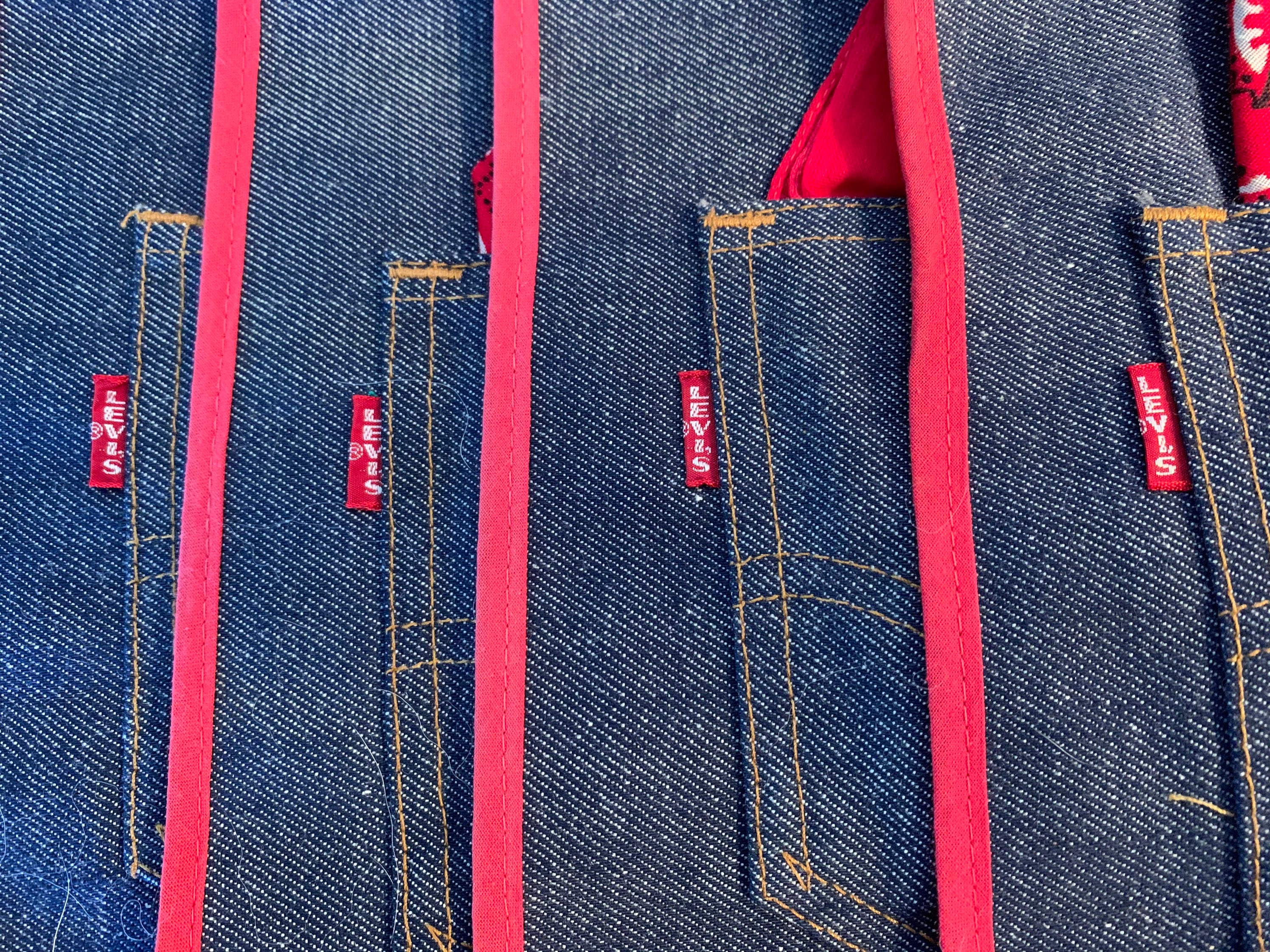 Vintage LEVIS Blue Jeans Big E 501 Placemats Red Bandanas Vintage LEVIS Blue Jeans Big E 501 Placemats Red Bandanas