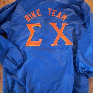 Vintage 70s 80s Indiana University Sigma Chi Bike Team Nylon Jacket Size Medium Made in USA