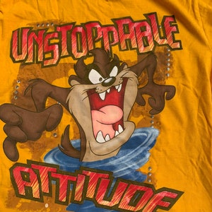 Vintage Tazmanian Devil Unstoppable Attitude T Shirt Size Medium Awesome Graphic