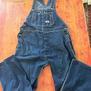 Vintage Blue Denim Bib Overalls Size Large 42 x 32 Quality Big Smith Brand Made in USA