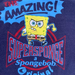 Vintage Spongebob Supersponge Ringer T Shirt 2003 Nickelodeon Size Small See Pics
