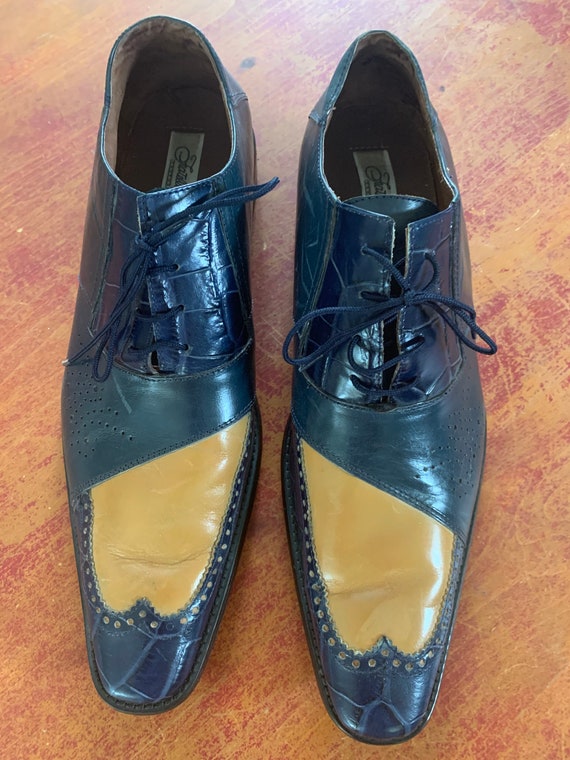 Fratelli Rossetti 2 Tone Blue Gold Leather Wingtip Oxfords US - Etsy  Singapore