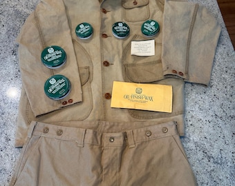 Chaqueta y pantalones de caza vintage FILSON de tela de hojalata, talla mediana, talla de chaqueta 38 x 30, calidad de los pantalones, hechos en EE. UU., pátina dulce