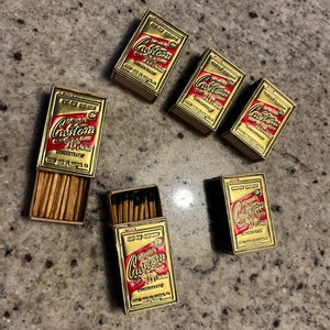 Lot de 6 allumettes en bois vintage Matchbox LeVernier&#39;s LeVernier&#39;s Custom Gloss Cream Syracuse Indiana