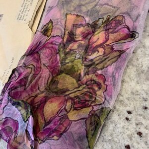 Vintage 60s ARTURO GALLI 100% Silk Scarf Como Italy Floral Pink Lavender Pretty EUC Excellent Italian Glamorous image 2