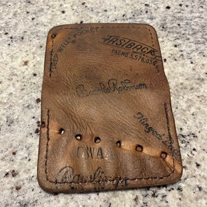 Estuche de cuero vintage para tarjetas de Brooks Robinson, Billetera, Efectivo, Tarjetas de crédito, Guante Rawlings, Bonito