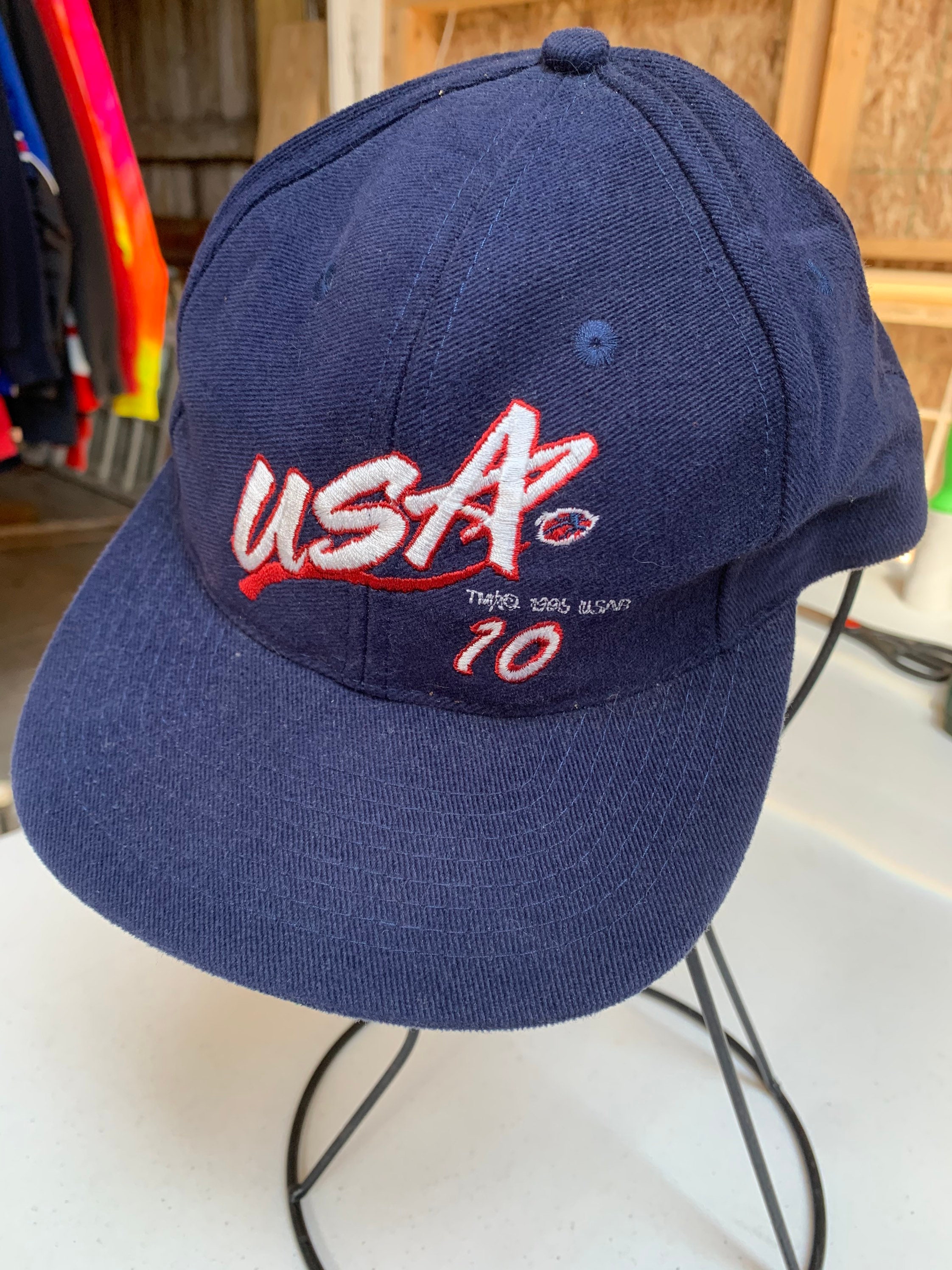 Vintage 90's Champion Olympic Team USA Basketball Snapback Hat Cap