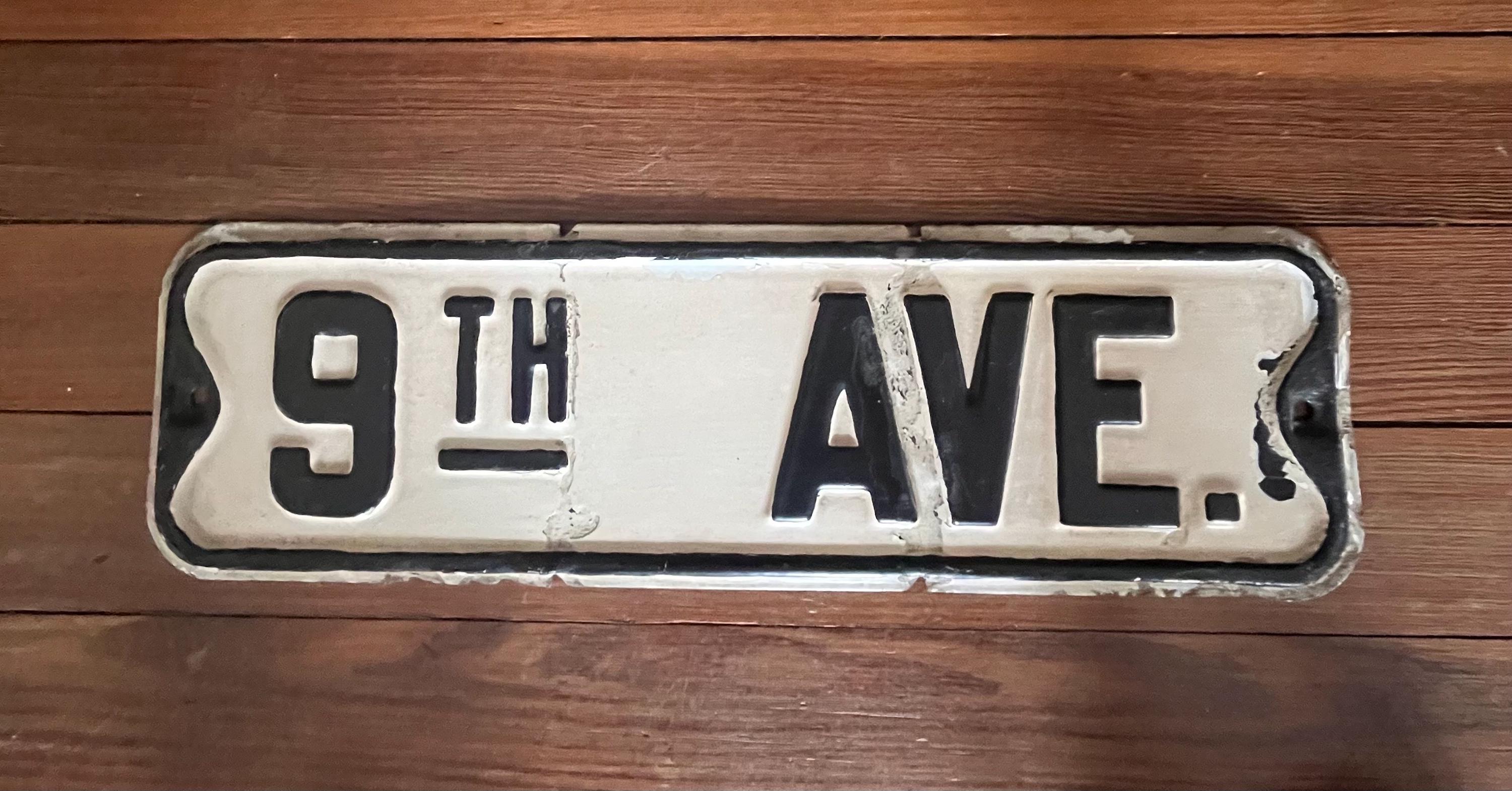 Vintage 9th Ave Avenue Street Sign Heavy Metal Embossed 20 X 6