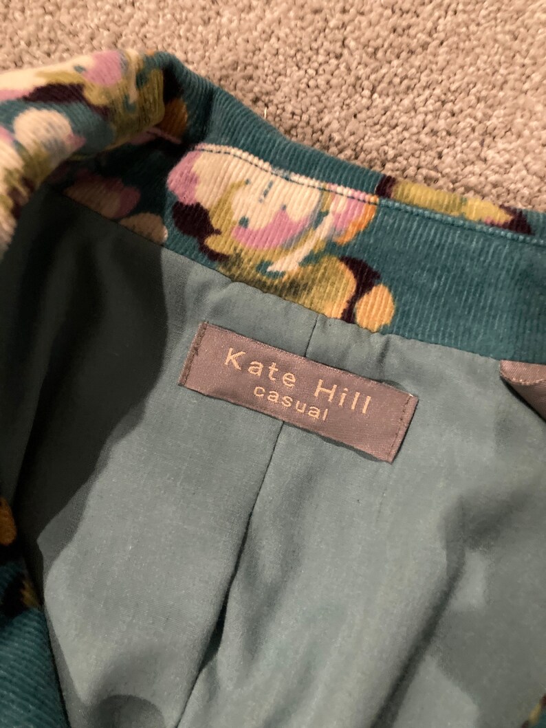 NWT vintage teal and floral blazer by Kate Hill women\u2019s size 14 retail 100 dollars