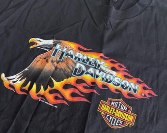 Harley Davidson Flaming Eagle T-shirt - Ragstock.com