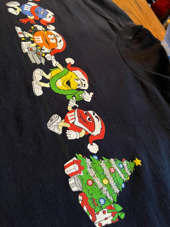 Vintage M & Ms Christmas Tree T shirt Size XL Awes
