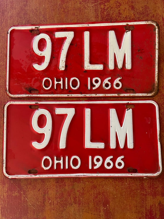 Vintage 1966 Pair of State of Ohio License Plates Matching 97 LM
