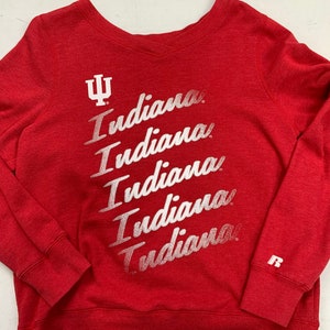 Vintage Indiana University Hoosiers Red Crewneck Sweatshirt XL Football Basketball Bloomington