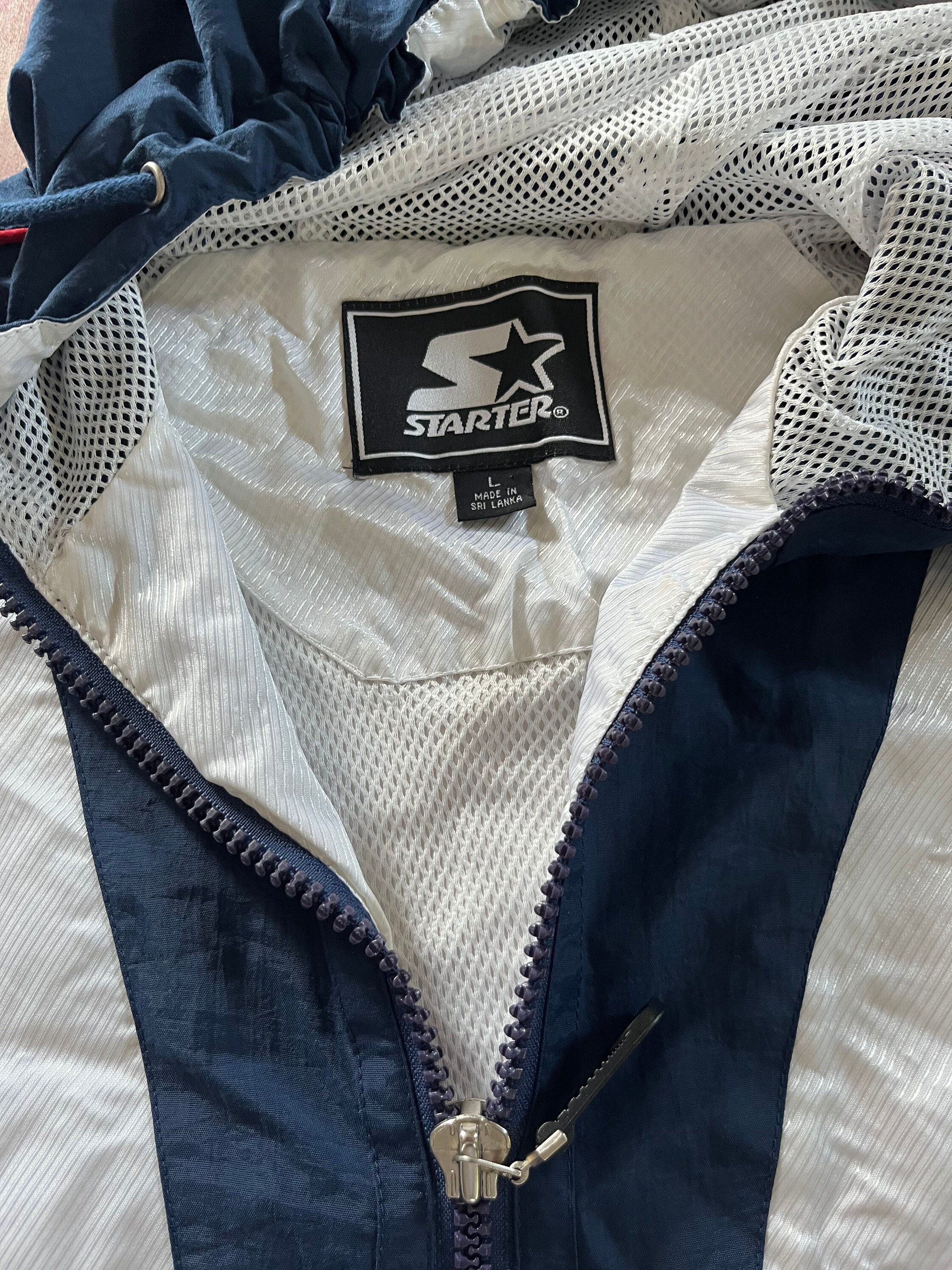 Vintage Starter Windbreaker 1/4 Zip Jacket Red White Blue Size