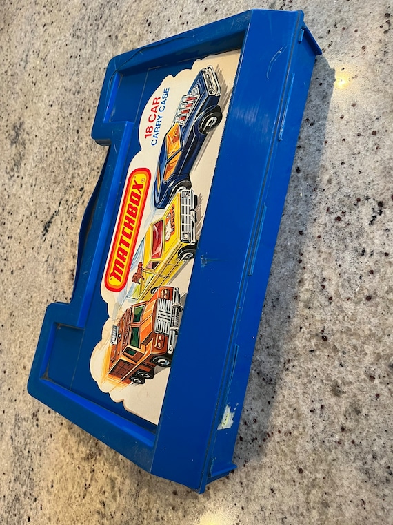 Vintage 70s Matchbox Car Carry Case 18 Cars Lesney 1976 Blue