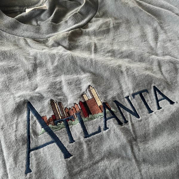 Vintage Atlanta Georgia Embroidered T Shirt Size XL Awesome Graphic Quality Made in USA