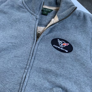Vintage Chevy Corvette Full Zip Lined Sweater Size Medium * Quality Eddie Bauer Brand
