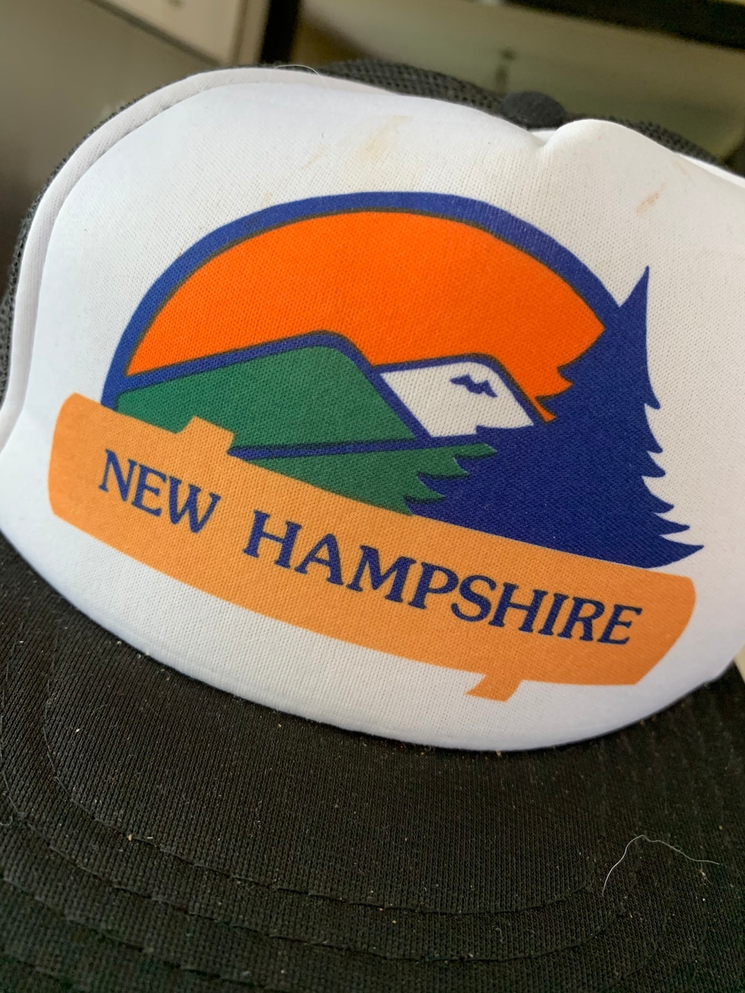 Vintage 80s New Hampshire State Snapback Hat Cap Foam Mesh Trucker
