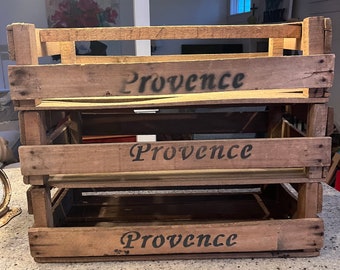 Vintage Provence France Wooden Crates  Dimensions: 23.5&quot;L x 12.5&quot;W x 6.25&quot;H Awesome Patina