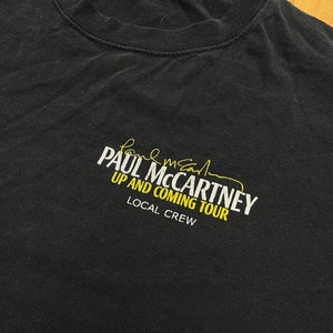 Vintage Paul McCartney Up and Coming Tour Concert Local Crew T Shirt Size XL Rare Survivor