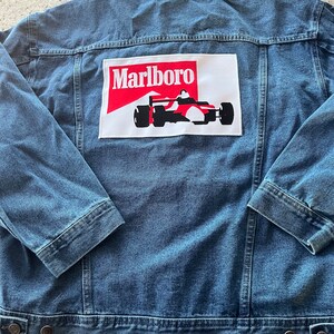 Vintage 90s Marlboro Racing Denim Jacket Size XL Double Sided