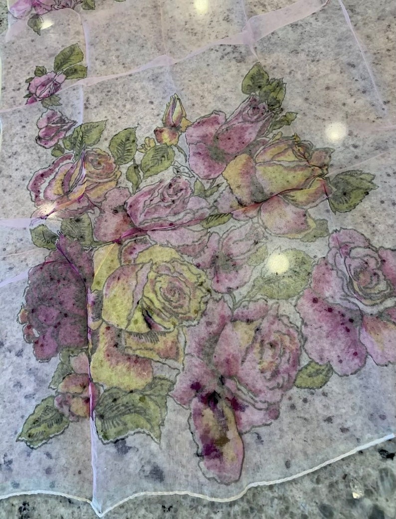 Vintage 60s ARTURO GALLI 100% Silk Scarf Como Italy Floral Pink Lavender Pretty EUC Excellent Italian Glamorous image 6