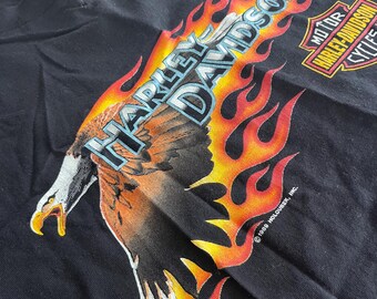 Vintage 1989 Harley Davidson Flaming Eagle Aruba T Shirt Size