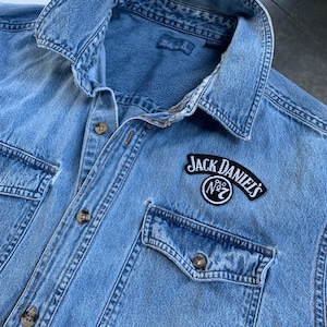 Vintage Jack Daniels Blue Denim Shirt / Jacket Distressed Worn Patina Size XL Tall