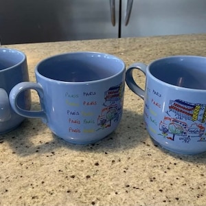 Lot Of 3 Staffordshire Tableware PARIS Blue Coffee Tea Cup Mugs Made In England Eiffel Tower