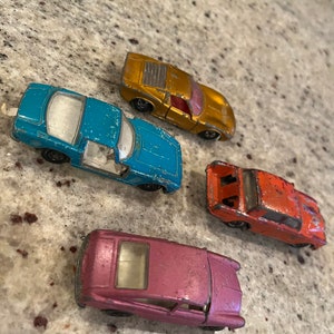 Vintage Lot of Four 1960s Diecast Cars Matchbox Lesney Iso Grifo No 14 Lamborghini Miura Rolls-Royce Silver Shadow  Volkswagen 1600