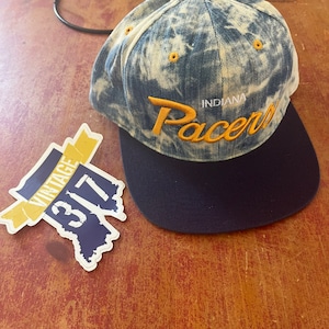 Indiana Pacers Mitchell And Ness Acid Wash Denim NBA Snapback Hat Cap