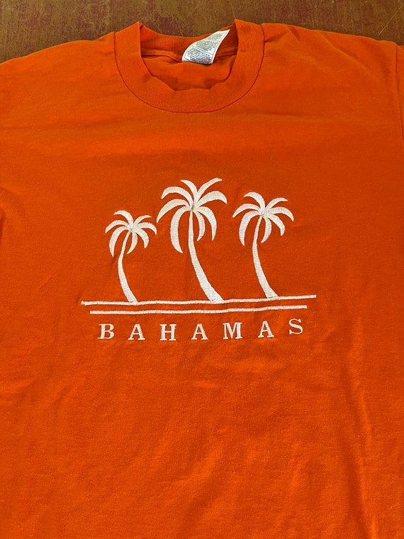 Vintage Bahamas Orange Embroidered T Shirt Size M… - image 1